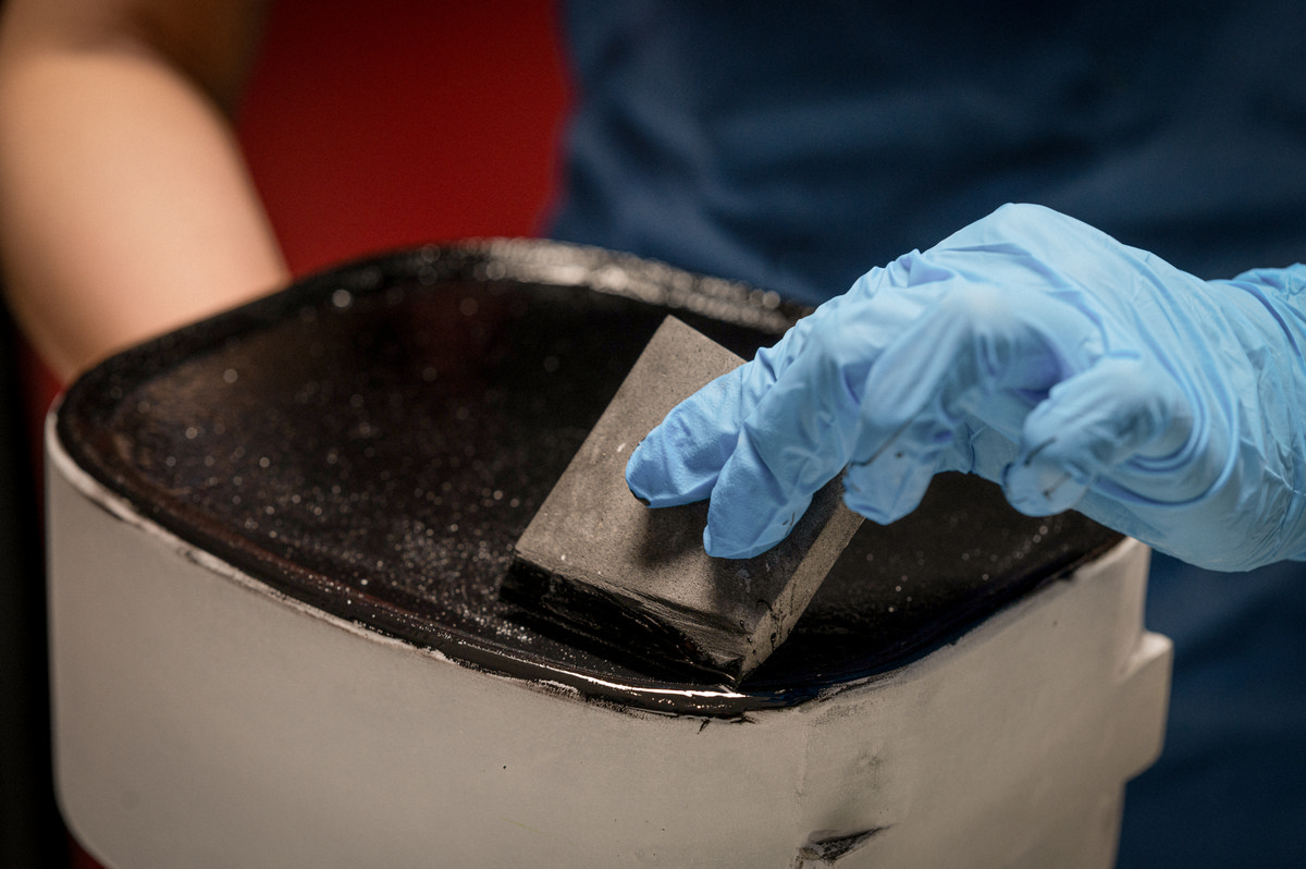 Colour and material revealed through lacquer sanding